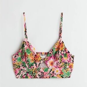 H&M Floral Crop Top Small NWT Multicolor Strappy Bralette Festival Feminine